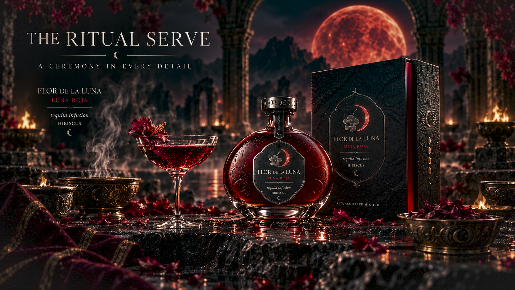 The Ritual Serve — Luna Roja, bottle, box and ritual serve
